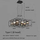 Axyaa Nordic Iron Glass Chandelier Industrial Style Simple Square Living Room Light