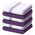 Axyaa Cotton Kitchen Towel Set - Absorbent Waffle Weave Stripe Dishcloths