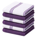 Axyaa Cotton Kitchen Towel Set - Absorbent Waffle Weave Stripe Dishcloths