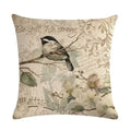 Axyaa Retro Bird Branch Linen Pillow Cover for Home Decor and Comfort