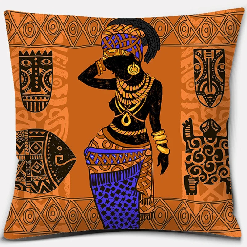 Ethnic African Women Pillowcase by Axyaa | Polyester Cushion Cover for Car & Sofa