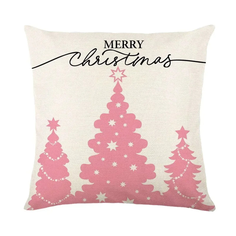 Christmas Party Pillowcase with Santa Claus & Snowman Print for Home Decoration by Axyaa.