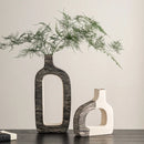 Axyaa Geometric Stripes Ceramic Flower Vase for Stylish Home Decor