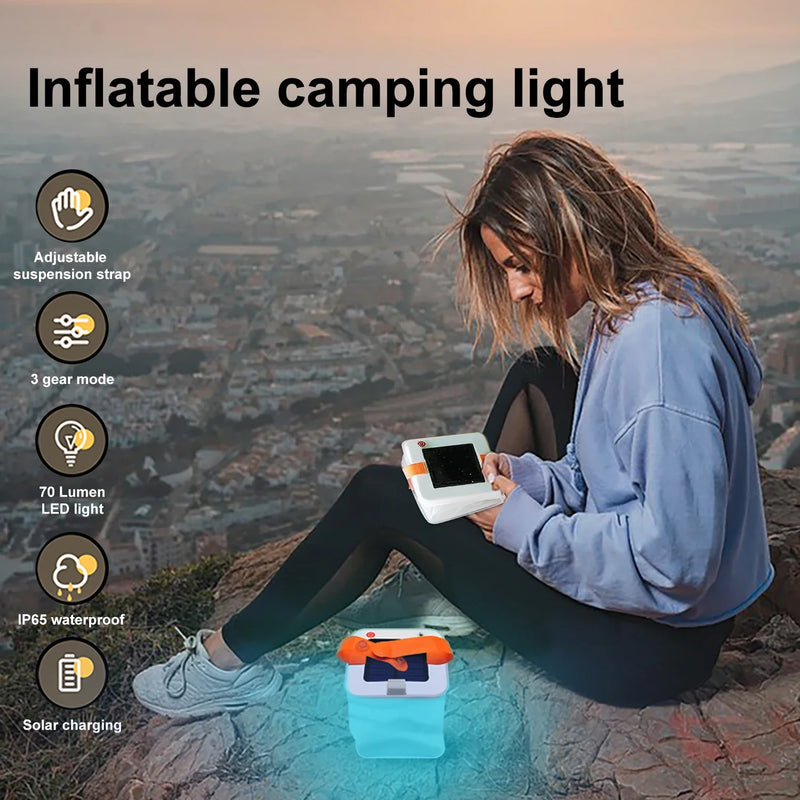 Axyaa Solar LED Inflatable Camping Light: Waterproof & Rechargeable for Emergencies