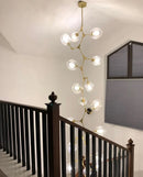 Axyaa Black Gold Molecular Chandelier Light, Big Size Stair Chandeliers