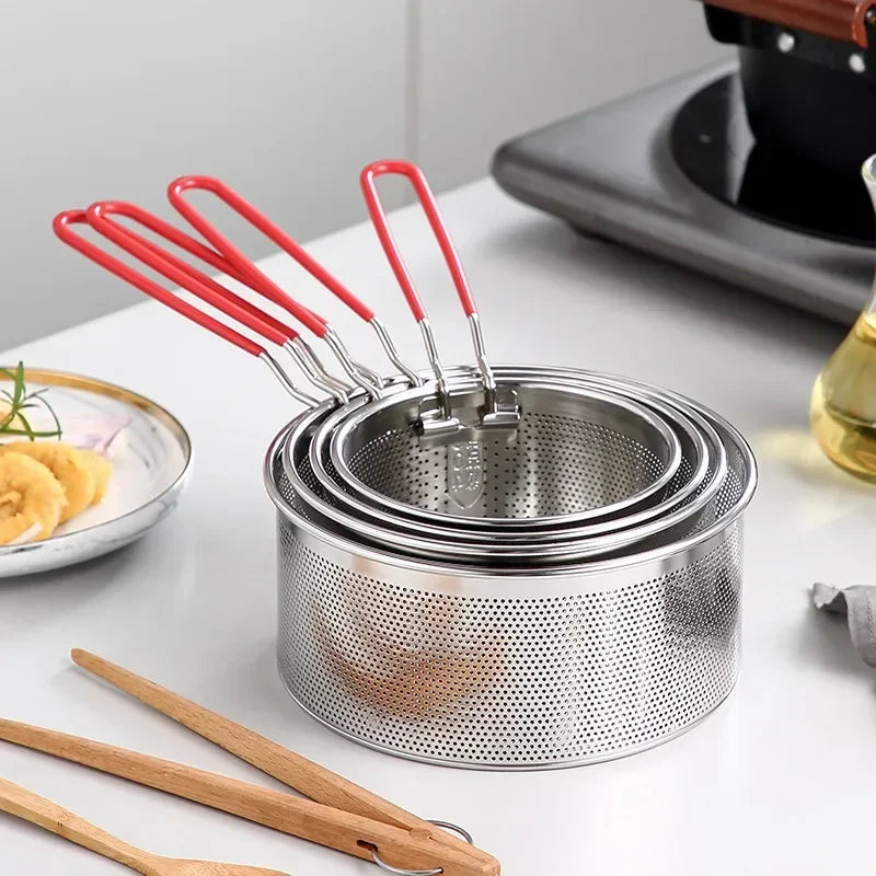 Axyaa Stainless Steel Fry Basket Strainer Spoon for Cooking French Fries