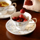 Axyaa Nordic Lace Coffee Mug and Saucers - Vintage Floral Ceramic Teacup