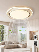 Axyaa Smart LED Ceiling Fan Light: Modern Round Design, Bedroom, Bladeless