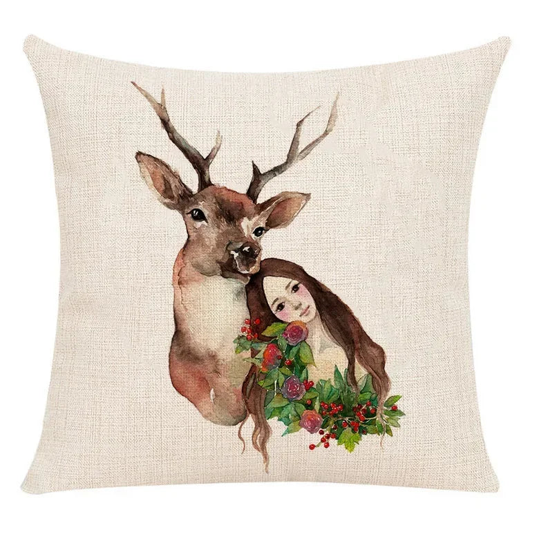 Milu Deer Pattern Print Pillow for Home Decor by Axyaa