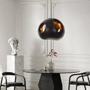 Axyaa Black LED Chandelier: Minimalist Designer Pendant Lamp for Kitchen, Dining Room, Bedroom