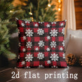 Axyaa Christmas Plaid & Snowflake Pillow Covers for Sofa, Bedroom, Car - Rectangular Back Cushion