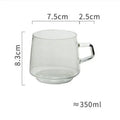 Axyaa 350ml Stackable Glass Coffee Tea Cup in Amber Blue Green Colors