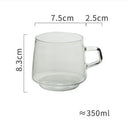 Axyaa 350ml Stackable Glass Coffee Tea Cup in Amber Blue Green Colors