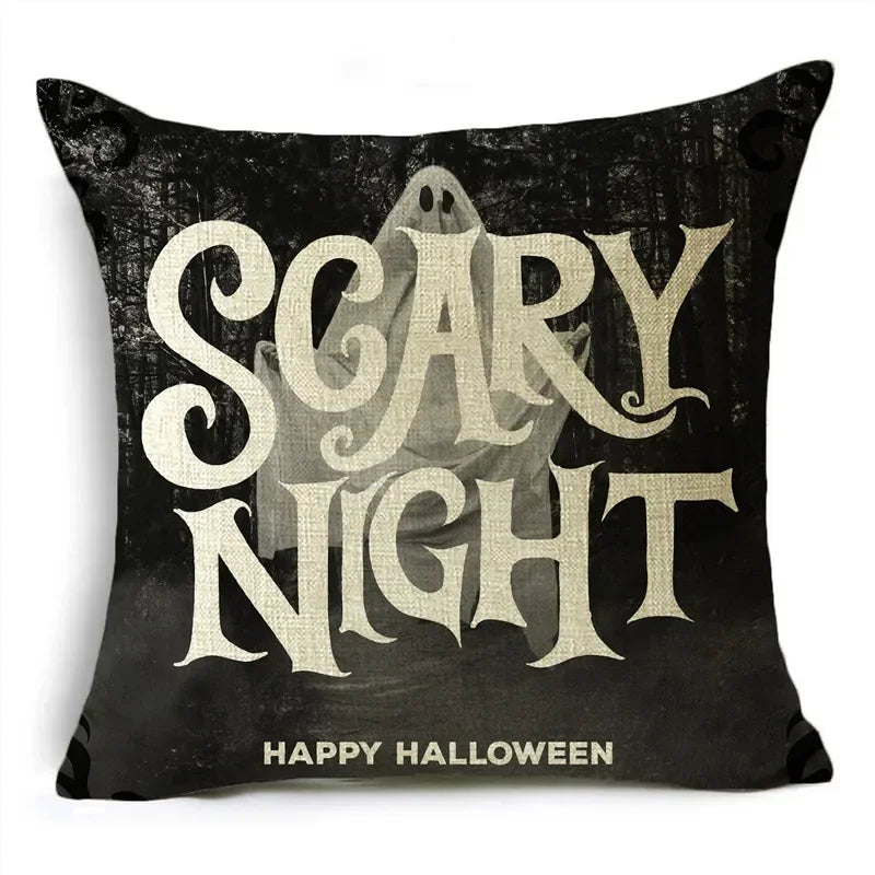 Black White Happy Halloween Trick Or Treat Pillowcase for Axyaa Décor