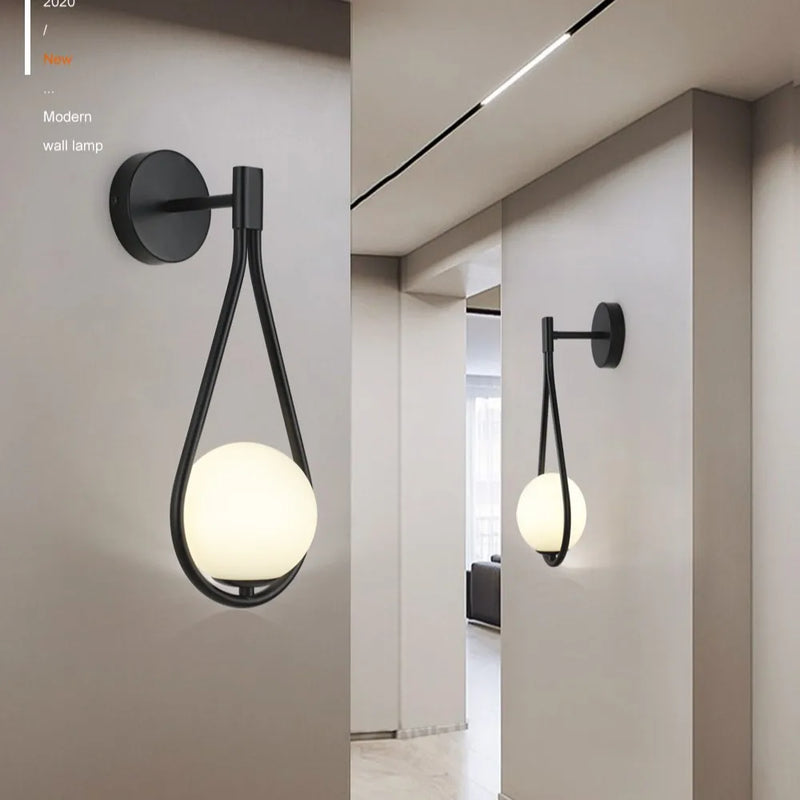 Axyaa Glass Ball LED Wall Lamp Modern Nordic Luxury Bedroom Lighting Fixtures