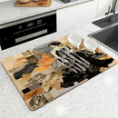 Axyaa Geometric Abstract Draining Mat: Absorbent, Anti-slip, Quick Dry Kitchen & Bathroom Pad
