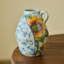 Axyaa Blue & White Underglaze Hand-Painted Rough Pottery Vintage Vase