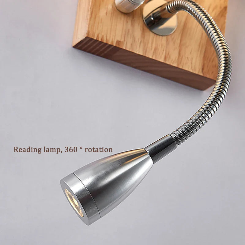 Axyaa Wood Iron LED Wall Lamp for Living Room Bedroom Sconce Nightlight