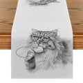 Axyaa Cat Glasses Mouse Pencil Drawing Table Runner