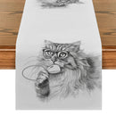 Axyaa Cat Glasses Mouse Pencil Drawing Table Runner