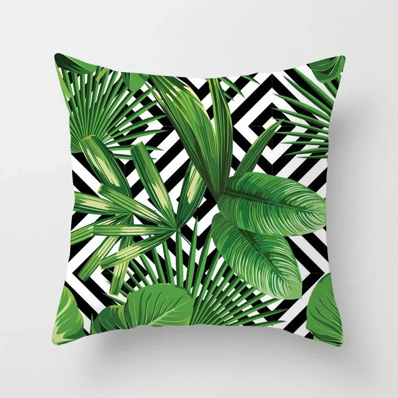 Axyaa Tropical Leaf Cactus Monstera Cushion Cover 45*45cm - Decorative Pillowcase