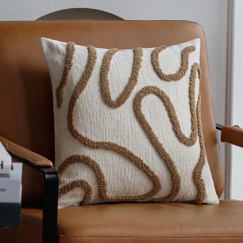 Tufted Chenille Pillow Cover 45x45cm for Living Room Sofa - Axyaa
