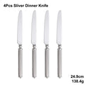 Axyaa Gold Cutlery Set Stainless Steel Mirror Sliver Fork Spoon Western Double Sided Pattern