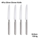Axyaa Gold Cutlery Set Stainless Steel Mirror Sliver Fork Spoon Western Double Sided Pattern