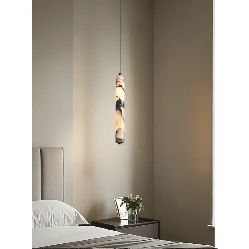 Natural Stone Pendant Lights by Axyaa - Elegant LED Chandelier for Home Decor