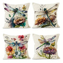 Dragonfly Floral Pattern Pillowcase x Axyaa: Living Room Sofa Chair Cushion Cover