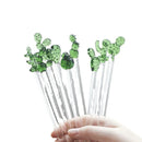 Axyaa Cactus Glass Stir Stick: Colorful, Long Handle for Cocktails, Juice, Coffee