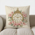 Floral Clock Decorative Digital Print Pillow Cover for Sofa, Bedroom or Car by Axyaa