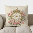 Floral Clock Decorative Digital Print Pillow Cover for Sofa, Bedroom or Car by Axyaa