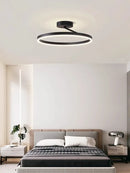 Axyaa Modern Minimalism Round LED Ceiling Chandelier White Black Aluminium Lamps