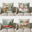 Axyaa Winter Birds & Mailbox Printed Pillow Cover for Sofa, Bedroom, Car