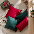 Axyaa Velvet Christmas Decoration Pillow Case in Red Green Rolled-Edged Cover