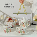 Axyaa Vintage Breakfast Tea Set: Cup, Teapot - Ideal Gift for Birthdays, Weddings.