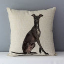 Axyaa Greyhound Printed Linen Cushion Cover - 45x45cm Square Sofa Bed Pillow