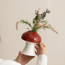 Axyaa Mushroom Shape Ceramic Flower Vase | Handmade Hydroponic Home Decor