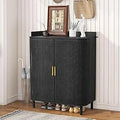 Axyaa 4-Door Wooden Storage Cabinet with Adjustable Shelf and Iron Legs