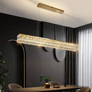 Axyaa Crystal LED Pendant Lights Steel Lustre Modern Dining Room Hanging Fixture