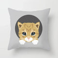Axyaa Cute Cat Round Head Cushion Cover 45x45cm Polyester Pillowcase Square