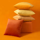 Axyaa Velvet Pillow Cover: Orange & Yellow Nordic Style Soft Sofa Cushion