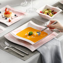 Axyaa Flora Marble Pink Porcelain Tableware Set for 6