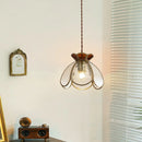 Axyaa Brass Finish Glass LED Pendant Light Fixture for Bedroom & Living Room