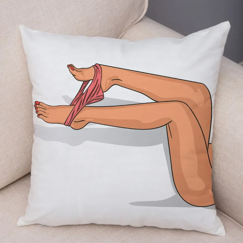 Axyaa Cartoon Lady Chest Decorative Pillowcase - Fashion Girl Design