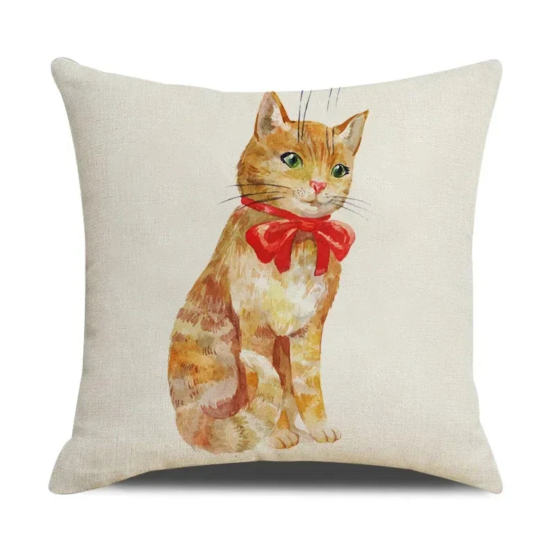 Funny Cats Print Pillow Case for Home Decor by Axyaa: 45x45cm Linen Cover