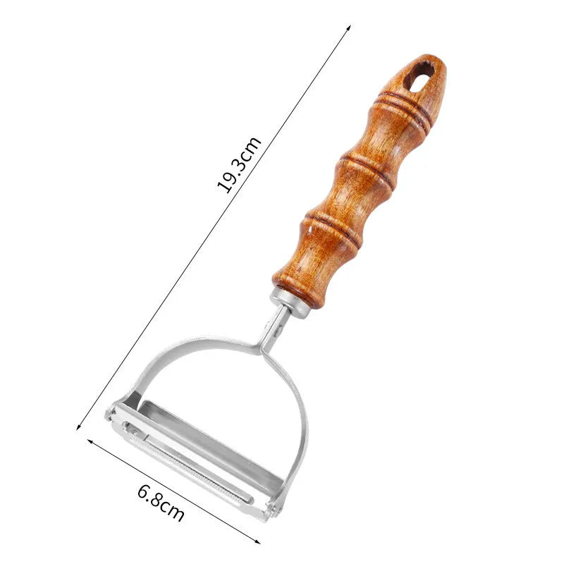 Axyaa Stainless Steel Vegetable Peeler with Wooden Handle - Kitchen Grater Shredder Gadgets