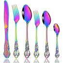 Axyaa Rainbow Stainless Steel Cutlery Set - 6Pcs Flatware for Kitchen Party