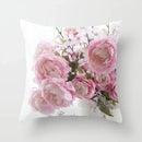 Axyaa Pink Flower Pattern Decorative Cushion Cover for Sofa Pillows - Polyester Material